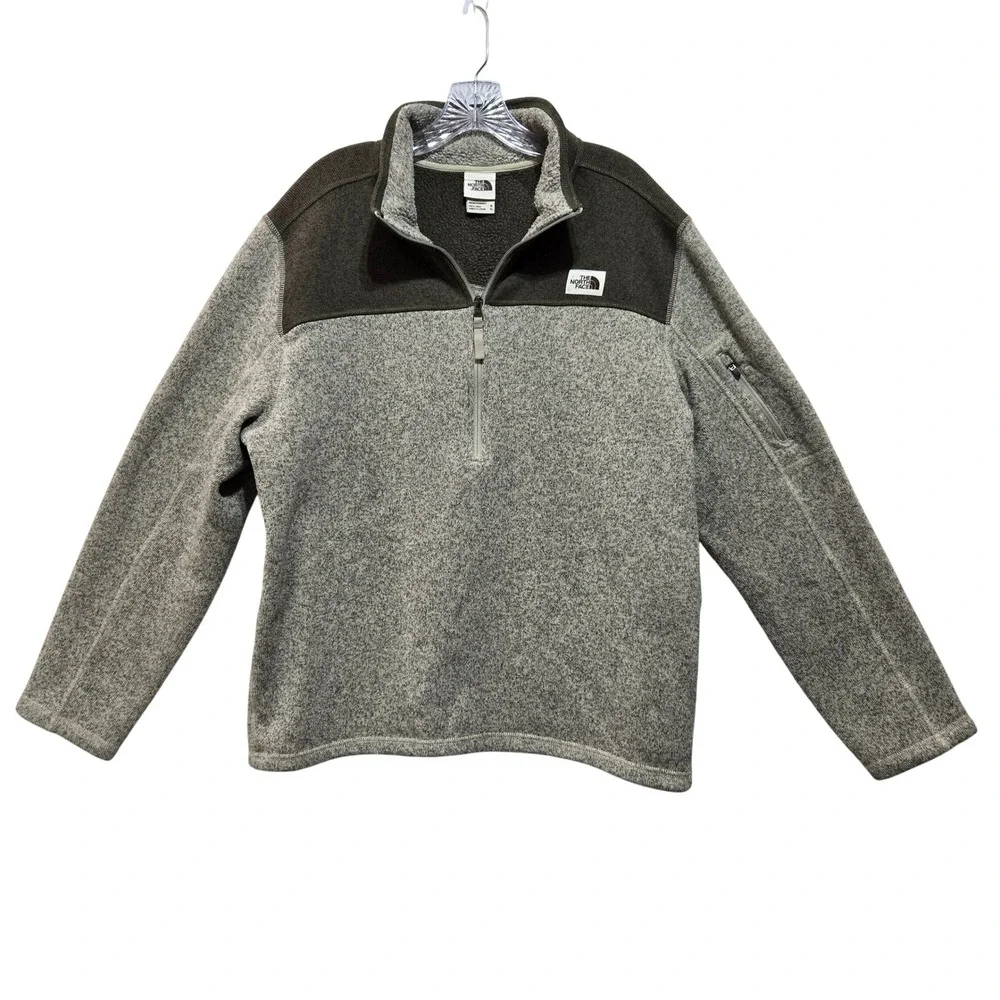 The North Face Size XL Quarter Zip Heather Gray Sweater Fleece Pullover #1309